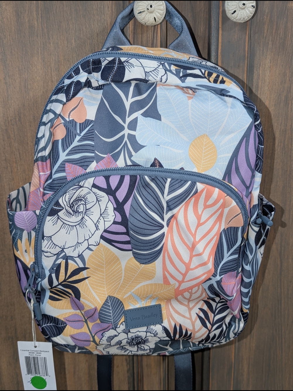 Vera Bradley Floral Leaf Print Backpack in Navy, Coral & Mustard